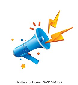 Screaming megaphone. Loudspeaker. Original vector illustration in vintage style. Hand drawn, not AI