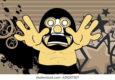 screaming mexican wrestler cartoon expression background in vector format 
