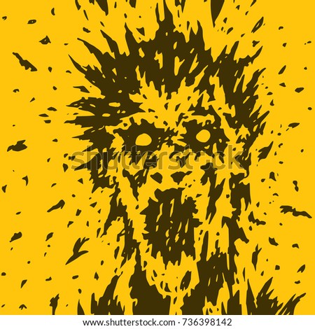 Screaming monster from your nightmares. Vector illustration. Genre of horror. Scary character head for halloween.