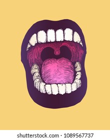 Screaming Mouth. Vector Illustration.