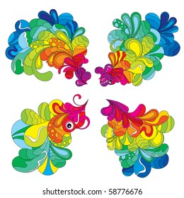 Screaming multicolored hand drawn elements, created to attract attention to your design.