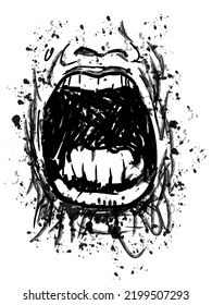 Screaming, open mouth screaming, vector illustration.