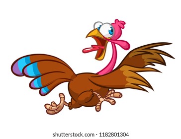Screaming running cartoon turkey bird character. Vector illustration
