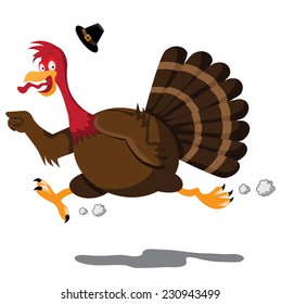 Screaming Running Cartoon Turkey EPS 10 Vector Illustration