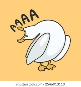 Screaming Seagull Animal Meme Sticker T-shirt Vector Cute Illustration