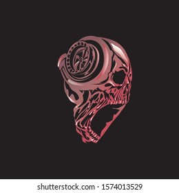 screaming skull illustration design vector
