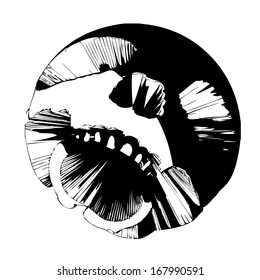 Screaming skull vector - isolated transparent skull for graphic design in horror style