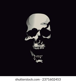 screaming skull vector on black background.