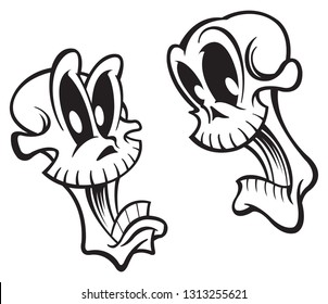 Screaming skulls cartoon