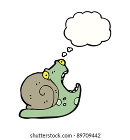 screaming snail cartoon with thought bubble