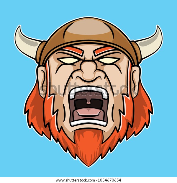 Screaming Viking Head Logo Cartoon Illustration Stock Vector (Royalty ...