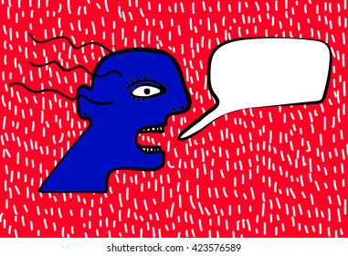 Screaming woman with place for text