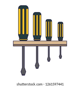 scredriver on shelf tool equipment