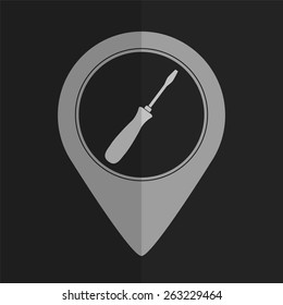 Scredriver vector icon - map pointer. Flat design