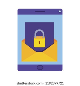 screen alarm message with padlock on isolated icon