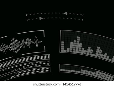 The screen with the audio program. Music setting. Vector illustration.