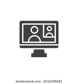 Ein Bildschirm mit einem Avatar-Vektorsymbol. gefülltes Flachschild für mobiles Konzept und Webdesign. Symbol für die Virtual Tutor-Sitzung. Symbol, Logo-Abbildung. Vektorgrafiken
