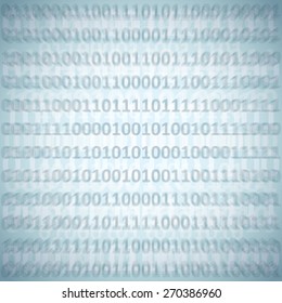 Screen with binary code on blue background. Vector illustration