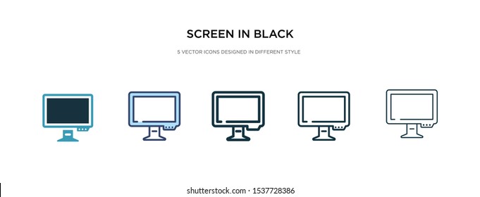screen in black icon in different style vector illustration. two colored and black screen in black vector icons designed filled, outline, line and stroke style can be used for web, mobile, ui