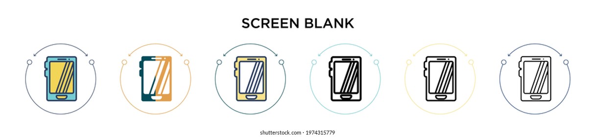 Screen blank icon in filled, thin line, outline and stroke style. Vector illustration of two colored and black screen blank vector icons designs can be used for mobile, ui, web
