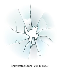 Screen break. Transparent glass cracks. Realistic damage