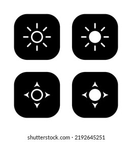 Screen brightness icon vector on square background. Sun sign symbol