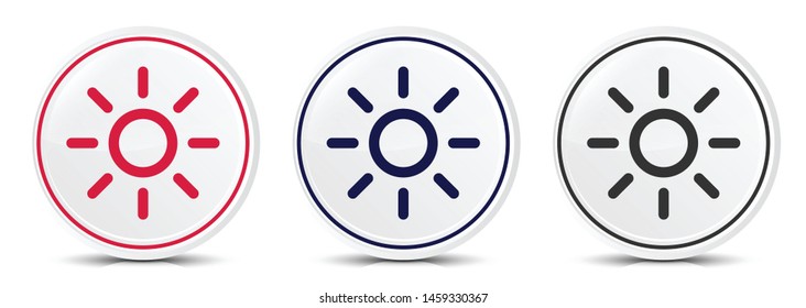Screen brightness sun icon crystal flat round button set illustration design isolated on white background