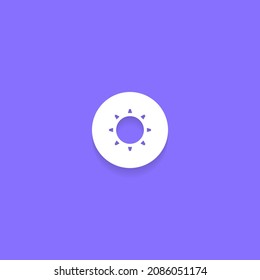 Brillo de pantalla, vector de iconos de sol en estilo plano