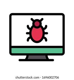 screen bug vector flat color icon 