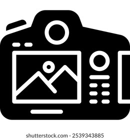 Ilustración del icono de la cámara de la pantalla para el Web, el App, la presentación, los infográficos o el etc