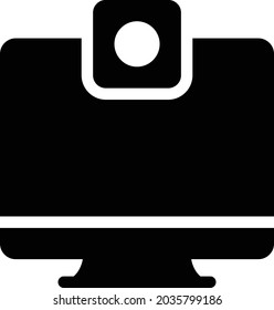 screen camera vector glyph flat icon