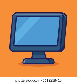 Screen Cartoon Illustration. Vector Icon Flat Cartoon Style. Cheerful Colors. Bold Outline.
