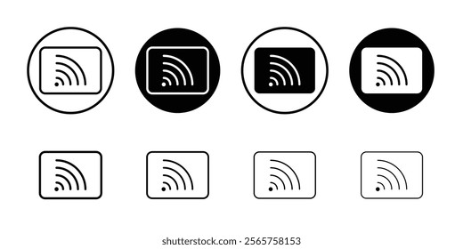 Screen cast icon Black and white outline vector