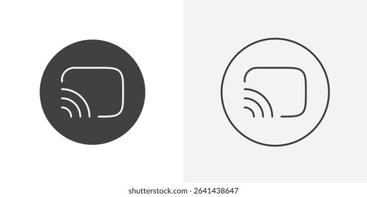 Screen cast icon Line graphics illustration