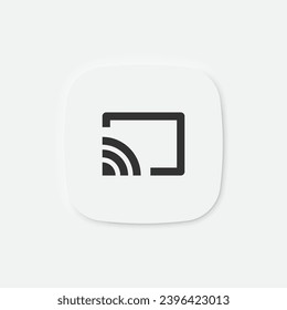 Icono de emisión de pantalla. Conexión inalámbrica móvil para monitorizar señales de televisión. Mostrar símbolo de aplicación. Iconos de emisión de vídeo de tecnología. Signo aislado del vector.