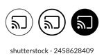 Screen cast icon on black circle. Screencast concept