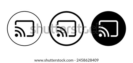 Screen cast icon on black circle. Screencast concept