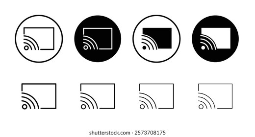 Screen cast icon Thin line art isolated