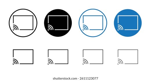 Screen cast icon Vector flat thin line illustration