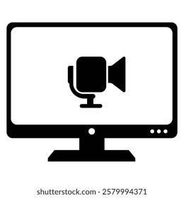 Screen cast icon vector illustration with white background.