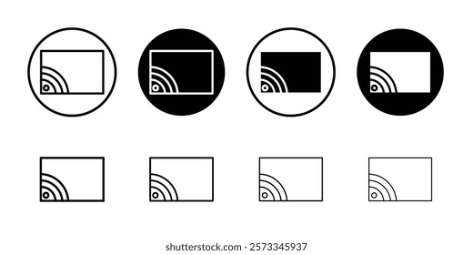 Screen cast icon vector line logo mark or symbol set collection outline style