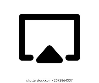 Screen cast icon, wireless display sharing and streaming connection symbol, minimal outline vector illustration representing mirroring device for web, app, and digital platform.