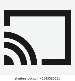 Screen Cast Icon. Wireless Technology Icon. Cast Device. Screencast Icon Vector Illustration.