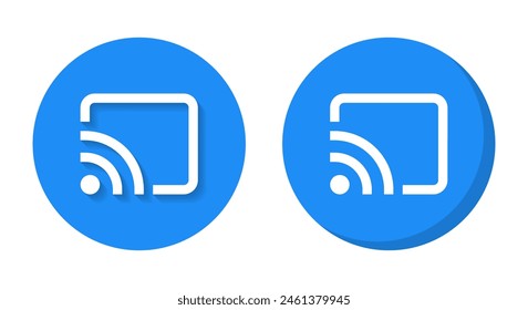 Screen cast, screencast button icon with shadow