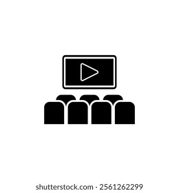 Screen and chairs icon. Cinema icon vector
