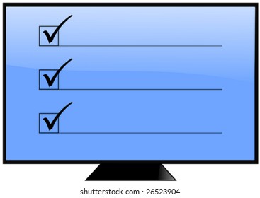 Screen with check boxes and lines