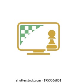 Screen Chess logo design vector illustration, Creative Chess logo design concept template, symbols icons
