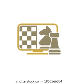 Screen Chess logo design vector illustration, Creative Chess logo design concept template, symbols icons