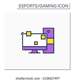Screen color icon. Computer monitor for playing video games. Technical equipment. Cybersport concept. Isolated vector illustration