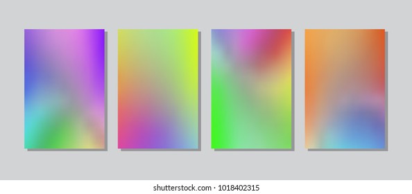 Screen colorful gradient set with modern abstract backgrounds. Color fluid cover for poster, banner, flyer and presentation. Trendy soft colour. Template with screen gradient set. Vector illustration.
